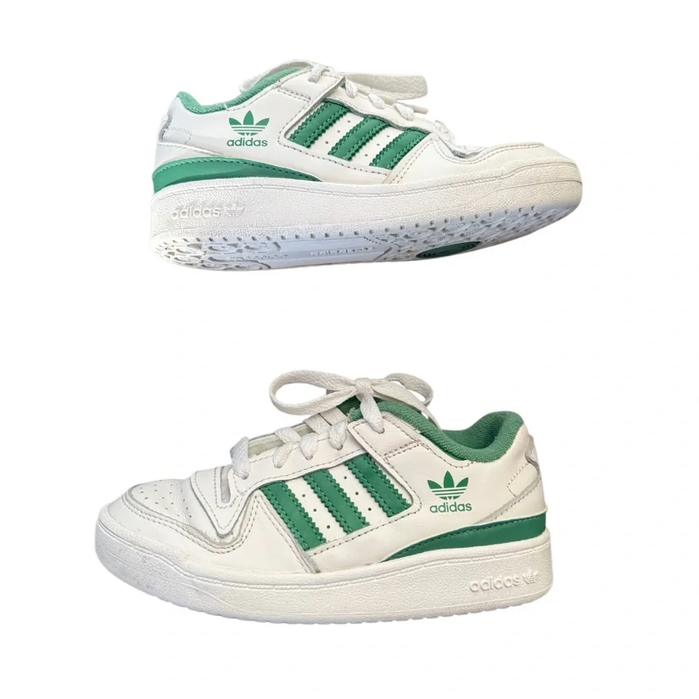 Adidas Forum CL Low Kids Sneakers in White and Green-Size 12